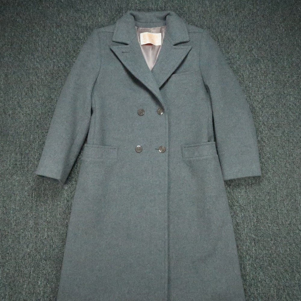 VINTAGE Pendleton Jacket Womens 8 Gray Wool Double Breasted Long Overcoat Trench